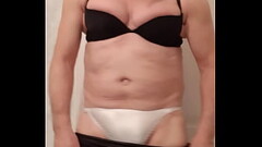 Sissy crossdresser wearing sexy leather pants Thumb