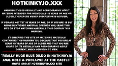 Really huge blue dildo in Hotkinkyjo anal hole &amp_ prolapse at the castle Thumb