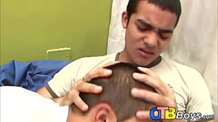 Latino twink ass played by huge dildo before passionate BJ Thumb