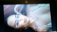 Cumtribute on a big titty Latina Thumb
