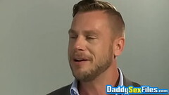 Hunky daddies Hans Berlin and Rocco Steele anal fuck in 3way Thumb