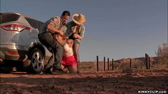 Couple anal fuck bound slut in desert Thumb