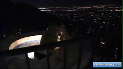 Gorgeous brunette amateur kissing tender with her sexy blonde friend at night in the Jacuzzi Thumb