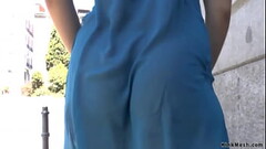 Babe in sheer dress on public d. Thumb
