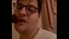 Deepthroat to the fake Big Black Cock Thumb