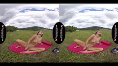 Solo brunette, Vanessa Decker is masturbating, in VR Thumb
