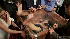 Slave fisted and fucked at public party Thumb