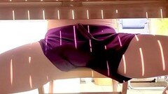 Exhibitionist lad wanks under the table out in public Thumb