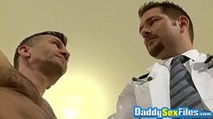Doctor and muscle have rimming 3way with a jock Thumb