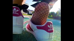 Shoeplay sweaty My Adidas Superstars totally sweaty and smelly Shoeplay, dangling, Dipping Thumb
