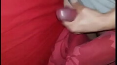 Bi guy jerking uncut cock.. juicy cumload on bed sheets Thumb