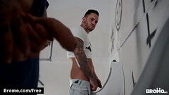 Urinal Sex With Two Male Tattooed Hunks In The Public Toilet - BROMO Thumb