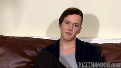 UK amateur twink Alex C solo dick stroking during interview Thumb