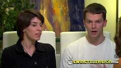Two hot nurses are sucking a big cock in a wild swinger orgy! Thumb