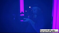Samantha Saint gets off in this super hot black light solo Thumb