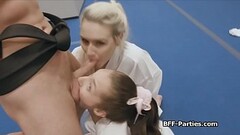 Foursome with horny teens during martial arts training Thumb