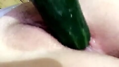 Stretching wet pussy with cucumber Thumb