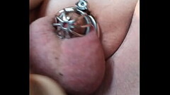 closeup of gothbottomchub taking 8.5x6 inch dildo as ordered Thumb