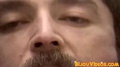 Retro hairy stud jerks off passionately before cumming solo Thumb