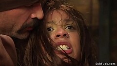 Slim ebony babe is anal gangbanged Thumb