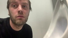 Faggot licks work urinal Thumb
