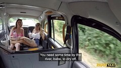 Fake Taxi Real outdoor rough sex threesome with British MILFS Thumb