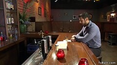 Busty tattooed shemale bangs man in bar Thumb