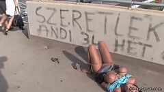 Gagged busty tied slut banged outdoor Thumb