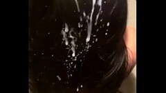 Cum in hair - Latina slutty brunette takes big load in hair Thumb