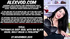 Hotkinkyjo deep anal with big black dildo, belly bulge &amp_ prolapse Thumb