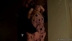 Blonde slave made to submit on hogtie Thumb