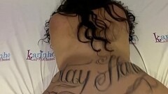 friend rubs his bareback cock in his chubby pussy, enjoys the naughty and she wears her panties full Thumb