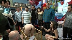 Sexy slave group public toyed in shop Thumb