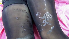 WIFE'_S ALLOWED TO MAKE A HUGE LOAD ON LEGS IN PANTYHOSE - XSANYANY Thumb