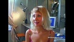Skinny blonde takes an assfuck with three guys and eats cum Thumb