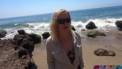 Fucking doggystyle on a public beach (POV) - Erin Electra Thumb
