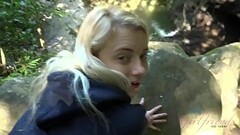 Blonde teen gets fucked and sucks cock in a forest (Riley Star) Thumb