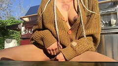 Playing with my pussy outside_ cum home &amp_ cum at home Thumb