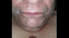 Kathy sucking Doug'_s cock and gets a face full of cum. Thumb