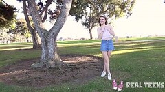 Real Teens - New girl Addee public flashing &amp_ masturbation Thumb