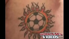 Inked bald guy shows off cock stroking skills and cumshot Thumb