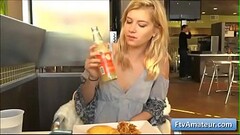 Sweet blonde teen amateur Arya finger fuck her moist pussy in publicplaces Thumb