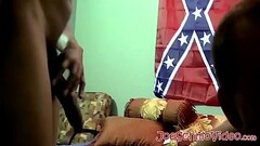 Fat american pervert strokes and sucks a big black cock Thumb