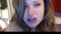 Sucking dildo made this beauty too horny to not masturbate while strangers watch her Thumb