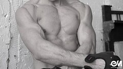 Naked male bodybuilder shows his huge big cock after hard workout Thumb