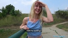 Public Agent Horny blondes tight body fucked for cash in forest Thumb