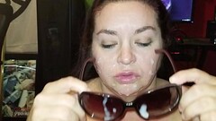 Sexy BBW sucks in sunglasses and gets cum covered Thumb