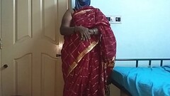 desi  indian tamil telugu kannada malayalam hindi horny cheating wife vanitha wearing cherry red col Thumb