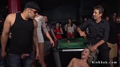 Blonde fucked and cummed in public pool bar Thumb