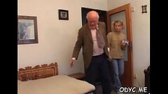 Horny old grandpa licks enjoyable hairless teen pussy passionately Thumb